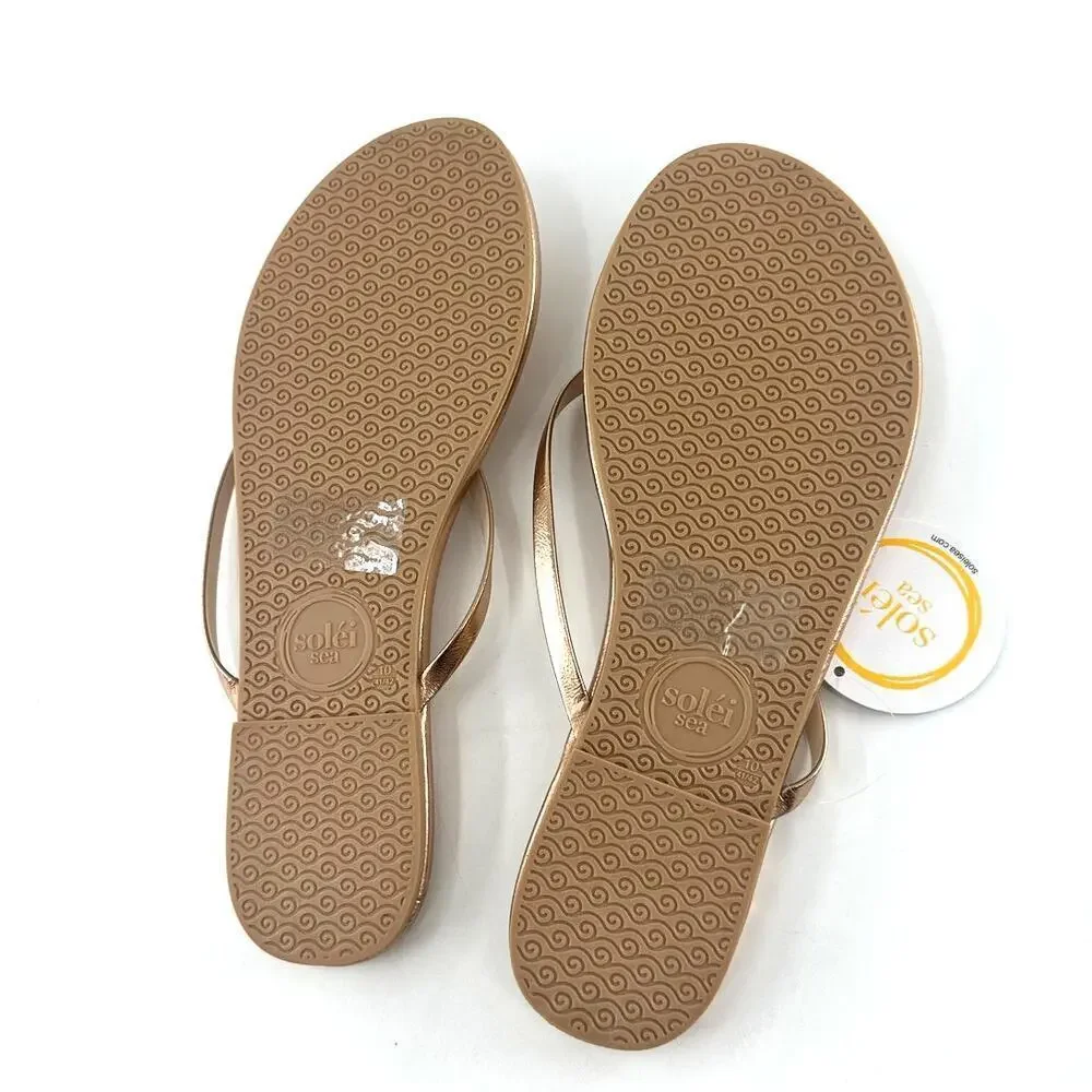 Solei Sea Women's Metallic Gold Copa Flip-Flop Sandals Size 6
